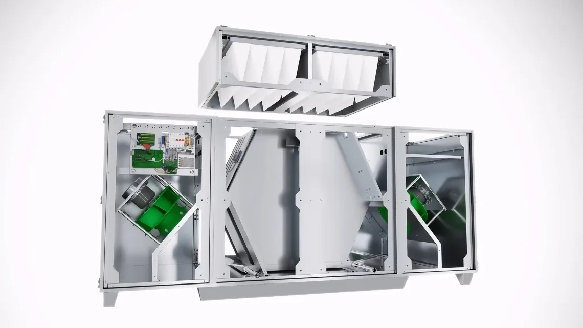 MyCond BreezMe FT internal structure filters heat exchanger automation fans