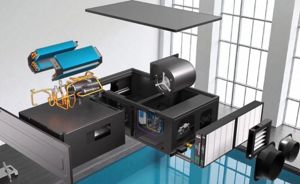 Kanalinis sausintuvas baseinams oras šildymas Mycond MSHAC