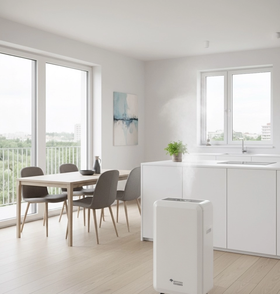 Oro sausintuvas tylioji galerija ekonominė efektyvumas prie žemos temperatūros Mycond Roomer Smart 12