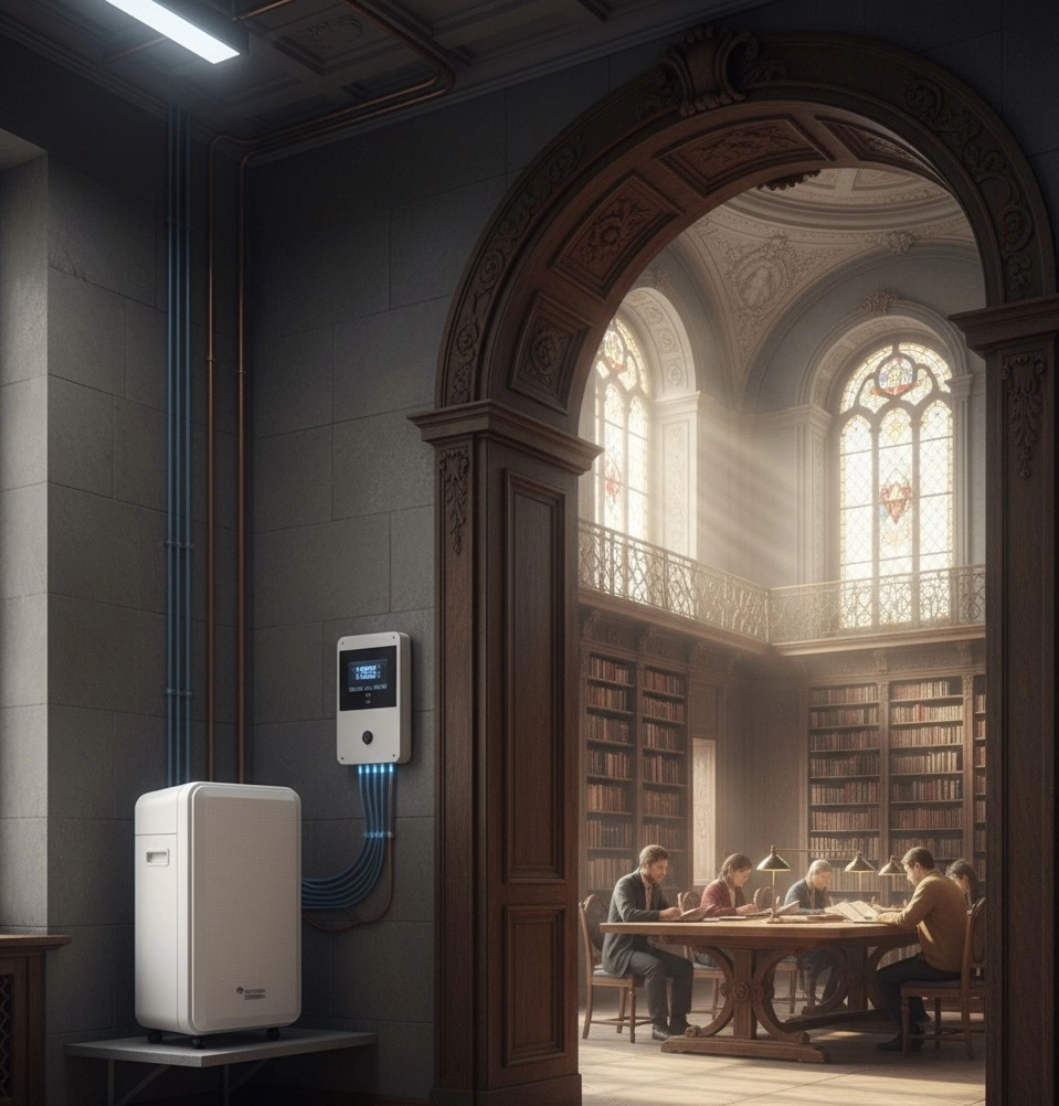 Vonios sausintuvas su antišalimo funkcija stabiliai dirba Mycond Roomer Smart 12 modelyje